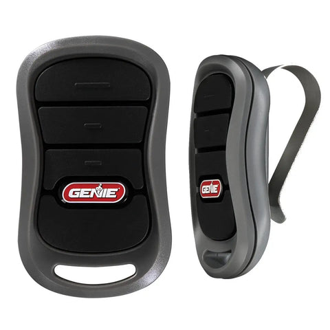 Three Button Garage Door Opener Remotes 2 Pack For Genie Intellicode Openers Model G3T-R black remotes with visor clip