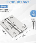 Diagram of Set Of Four 2 Inch Stainless Steel Spring Hinges Self Closing For Doors Cabinets Jewelry Boxes And Tool Boxes