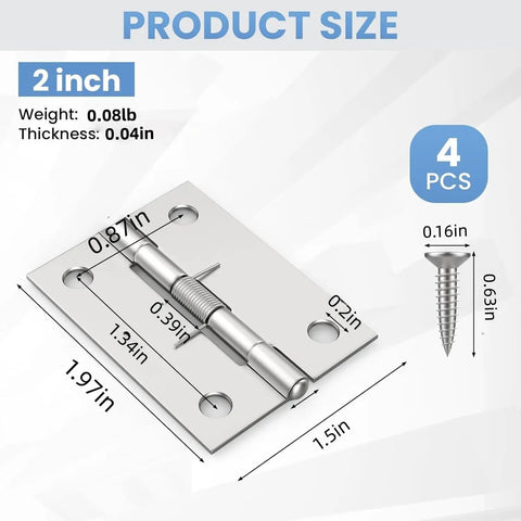 Diagram of Set Of Four 2 Inch Stainless Steel Spring Hinges Self Closing For Doors Cabinets Jewelry Boxes And Tool Boxes