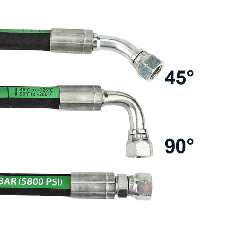 High Pressure Oil Pump HPOP Hoses And Crossover Replacement Kit for Ford Powerstroke 7.3L Diesel 1999 to 2003, hose fittings 45° and 90° angles.