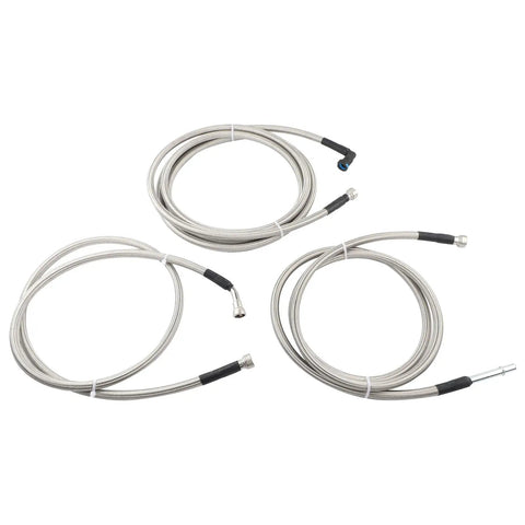 Slick Flexible Braided Stainless Steel Fuel Line Replacement Kit For Chevy Equinox And GMC Terrain Models 2010 Through 2012 trio of fuel lines.