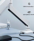 Game Changing Dual Monitor Desk Stand For 17 To 32 Inch Screens with dual USB ports and sleek design on a desk.
