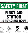 Rugged Aluminum First Aid Station Sign 8x12 Inches for Workplaces and Warehouses, Weatherproof and Rust Resistant, Stays Tough