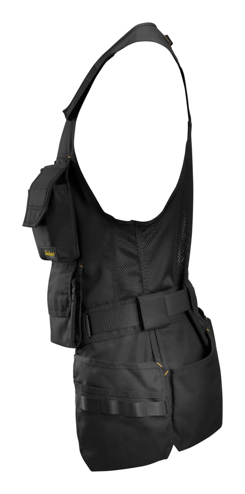 Allround Work Tool Vest For Men With Tons Of Pockets, Built Tough Utility Vest With Adjustable Side Fit, Black XXL, side view