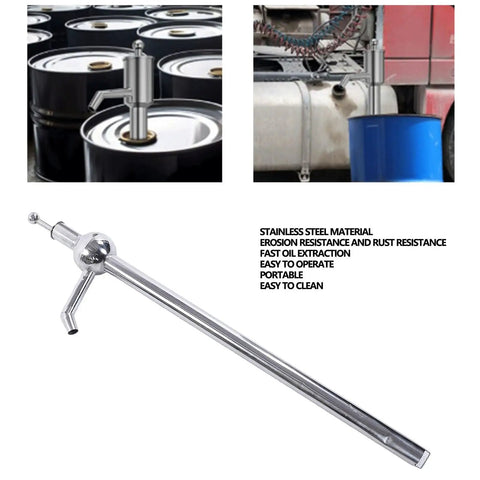 Stainless Steel Manual Oil Transfer Pump Hand Operated Liquid Extractor With Comfort Grip For Quick Barrel Transfers In Workshop Or Garage 180L 200L 300L Barrels