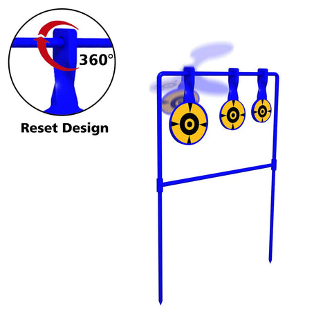 Beefy Three Eighths Inch Auto Reset Spinner Target For Centerfire Handguns Up To.44 Magnum with 360-degree reset design.