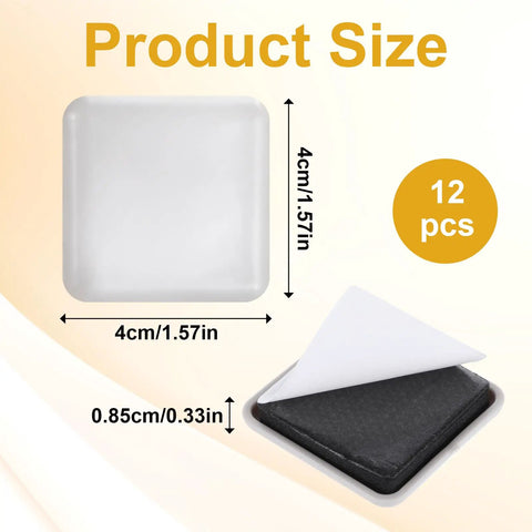 12 Pack 1.5 Inch Square Self Adhesive Furniture Sliders Pads For Hardwood Floors And Carpet No Fuss Reusable Chair Leg Sliders