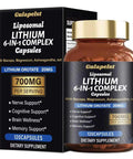 Lithium Orotate 20 Mg Complex Capsules With Magnesium Glycinate And Ashwagandha For Sharp Focus Memory And Mood Boost Brain Health Supplement Non GMO Vegan 120 Capsules bottle and box front view