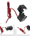 Premium Split Core Current Transformer Clamp Sensor 200A with smooth black finish and red-black wire for EV stations and grid tracking.