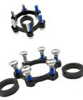 Disc Brake Adapter For Front 100x15 To 110x15 And Rear 142x12 To 148x12 Alloy CNC Machined Hub Conversion shown with bolts