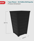 Set Of 2 Tall Resin Flower Pots With Wood Look Finish No Fuss 22 Inch Outdoor Planters Large 12.4 Gallon Soil Capacity