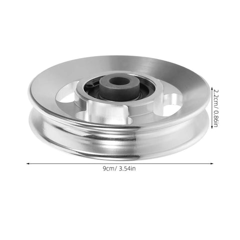 Beefy Aluminum Alloy Pulley Kit 2 Pack, Quiet Gym Cable Pulley Roller For Home Gym Weight Lifting, Garage Doors And Clothesline Setup, Heavy Duty Bearing Wheel, Durable Fitness Pulley System For Cable Machines, 9cm silver pulley wheel
