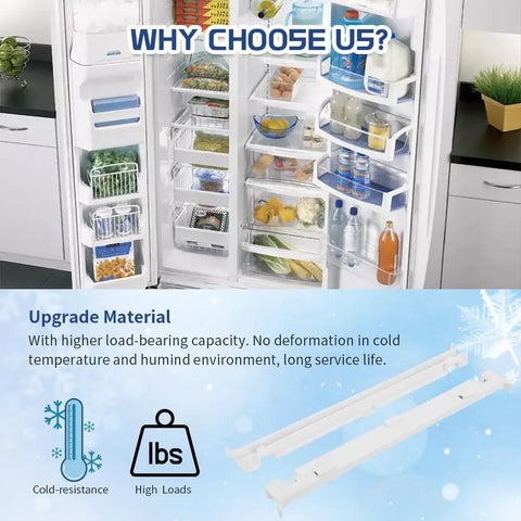 Upgraded Fridge Crisper Drawer Slide Rail Kit No Sweat Install Heavy Duty Straight Swap Replacement For Quick Kitchen Refresh And Easy Home Organization with cold-resistance feature.