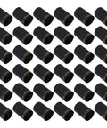 Pro Grade PVC Heat Shrink Capsules For Wine Bottles 100 Pack Black Sealer Shrink Caps arranged in rows