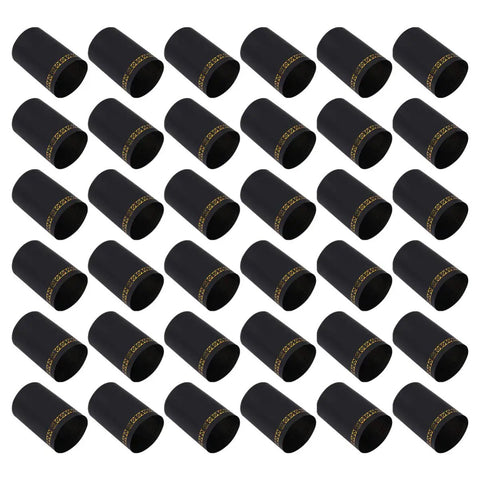 Pro Grade PVC Heat Shrink Capsules For Wine Bottles 100 Pack Black Sealer Shrink Caps arranged in rows