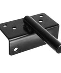 Tough As Nails Self Locking Gate Latch Built From Durable Stainless Steel For Bulletproof Fence Security And Instant Yard Gate Catch Hardware That Keeps Your Place Locked Up Safe, black metal latch with mounting holes.