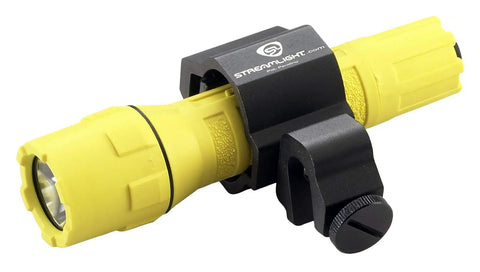 PolyTac 600 Lumen Tactical LED Flashlight With Helmet Mount Kit, 11500 Candela Peak Beam, Yellow Duty Light