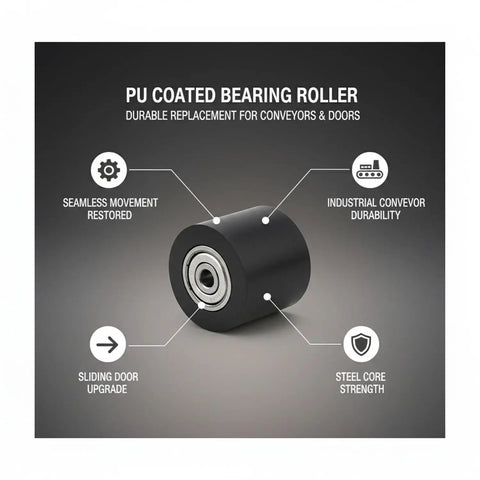 Heavy Duty Pu Coated Bearing Roller Wheel For Industrial Conveyor Systems And Sliding Door Tracks With Durable Steel Core.