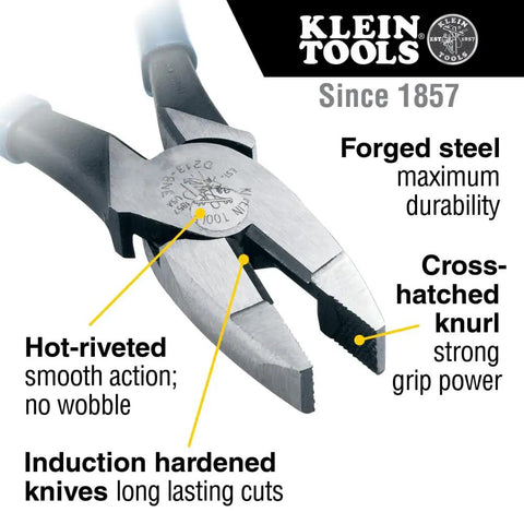 8 Inch High Leverage Side Cutters Pliers For Copper Aluminum And Soft Metals Forged In USA With Custom US Steel close-up view
