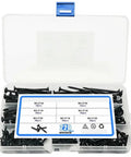 220 Piece Dang Tough Carbon Steel Phillips Pan Head Wood Screws Assortment Kit in storage case with size details.