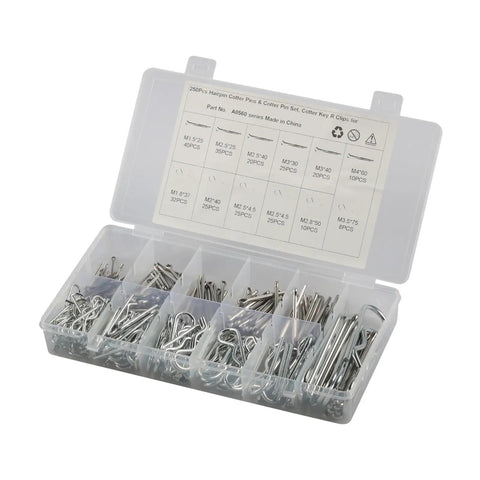 250 Piece Stainless Cotter Pin And Hairpin Kit With Spring Retaining Pins, Clip Pins For Auto Repair, DIY Projects, And Mechanical Maintenance, Durable, Easy Install And Removal, organizer case