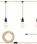Solid Pick 23Ft Hemp Rope Pendant Light Swap With Three Independent E26 E27 Sockets And Solo Toggles Super Chill Plug In Swag Extension for room lighting setup.