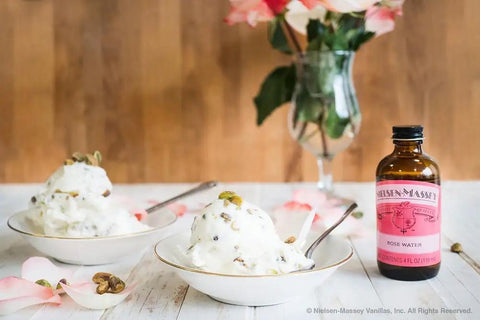 Rose Water For Baking Cooking And Drinks Pure Floral Flavor 18 Ounce Bottle Great For Home Cooks with ice cream bowls
