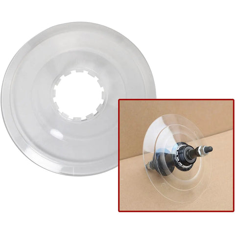 Close-up of 2 Pack Freewheel Spoke Protectors 138mm Diameter For Mountain And Road Bikes Flywheel Guard in clear plastic material