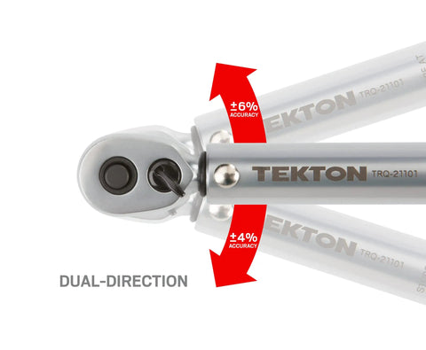 One Quarter Inch Drive Dual Direction Click Torque Wrench Ten To One Hundred Fifty Inch Pounds Range Includes Zipper Case And Manual