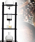 Sleek Cold Drip Coffee Maker And Slow Brew Tower With 1000 Ml Capacity, glass and wood materials for home brewing