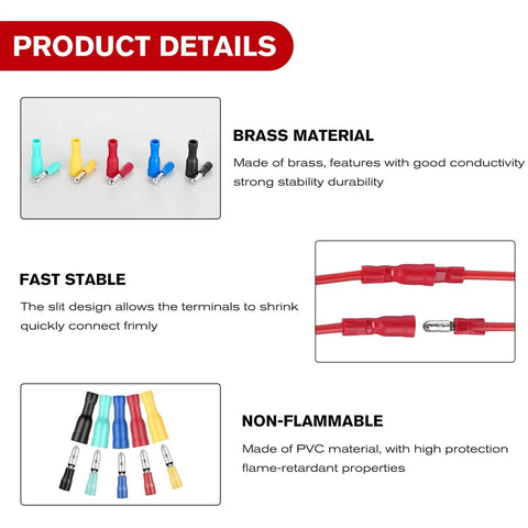 Product details of DIY Friendly 200Pcs Bullet Terminals Wire Connectors Kit For Automotive And Marine Wiring AWG 22 To 14