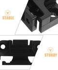 Detailed view of black push on quick fitting furniture panel clips, highlighting stability and sturdiness for tool-free assembly.