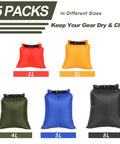 Ultralight 5 Pack Waterproof Dry Bags Set For Backpacking Hiking Camping Boating And Travel in sizes 2L to 8L