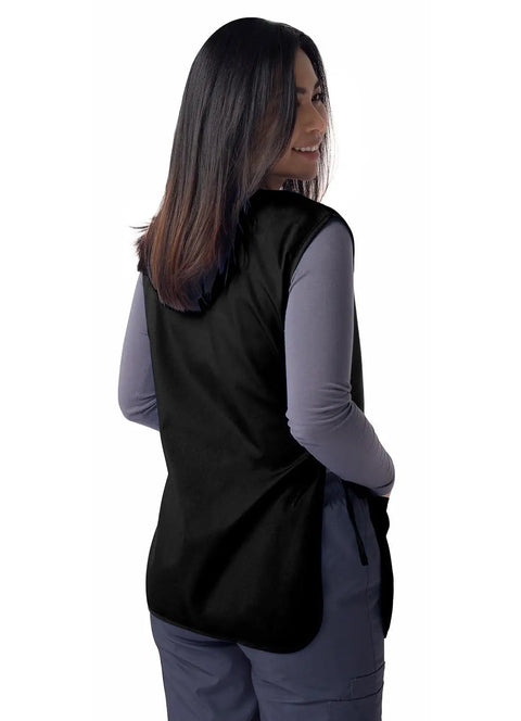 Back view of person wearing Unisex Cobbler Apron Set in Black 2 Pack, 27.5 Inch Length, Deep Front Pockets, Self Trim Binding