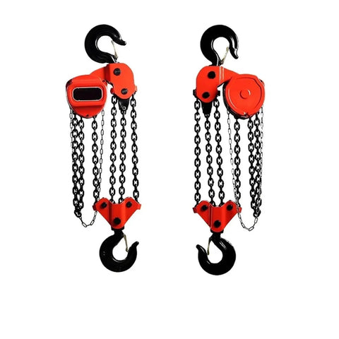 Heavy Duty 1 Ton Manual Chain Hoist With G80 Lifting Gear And 3 Meter Height For Tough Construction Sites Plus Rigging Works, showing hooks and chain.