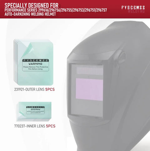 Replacement Lens Covers For Welding Helmet Front Outside And Inside 231921 770237 10 Pack OEM Spec Pro Grade High Impact Safety