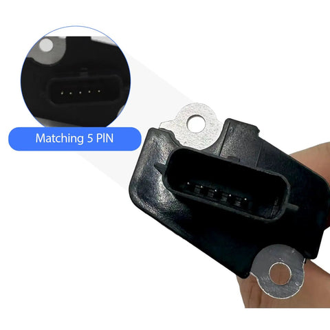 Close-up of Nissan Infiniti Mass Air Flow Sensor MAF OE Replacement 22680-7S000 showing 5-pin connector