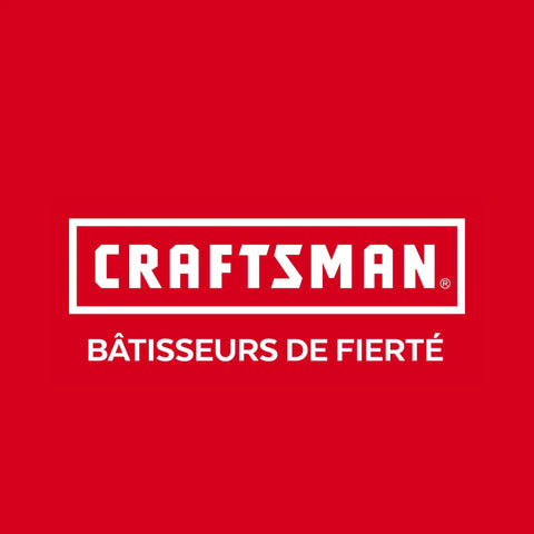 Red and white Craftsman logo with French slogan, related to Center Stud Detection Wall Scanner With 3 Inch Depth For Wood And Metal Studs