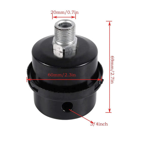 Two Pack 3/4 Inch Metal Air Compressor Muffler And Intake Filter Silencer Threaded for No Oil Air Compressors, 69x60mm size