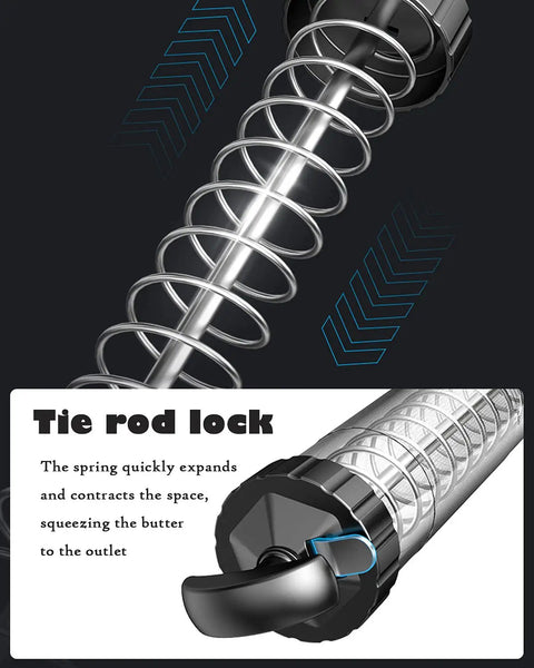 Electric Grease Gun For Industrial Use And Auto Maintenance showing tie rod lock mechanism with spring and outlet