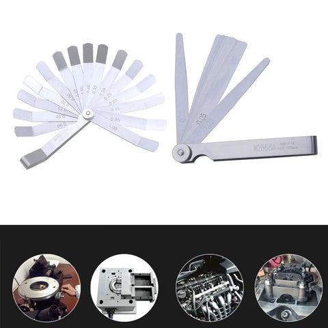 Metric And Standard Feeler Gauge Set Dead Nuts Accurate Stainless Steel Gap Tool for checking valve spark plug clearance.