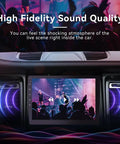 Close-up of 10.1 Inch Double Din Car Stereo With Wireless CarPlay And Android Auto HD Touchscreen showing sound quality feature.