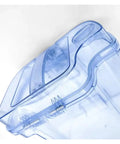 Close-up of a translucent blue water tank vacuum cleaner spare part, snap fit design, for Dreame W10 and W10 Pro vacuums.