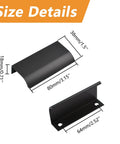 Four Pack Modern Edge Pull Drawer Handles For Furniture And Cabinets 80mm Black Hidden Kitchen Knob Set size details