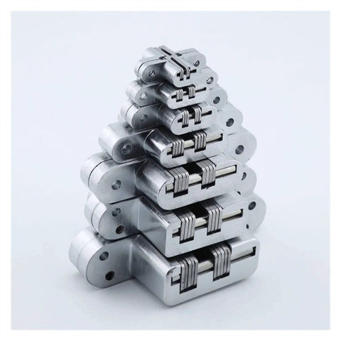 Stacked view of Stainless Steel Built In Concealed Cross Heavy Duty Folding Door Hinge Hidden Double Spring Door Hinge For Furniture Hardware 2Pc