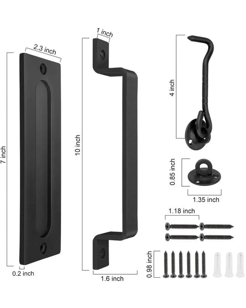 Go To Barn Door Handles Matte Black Easy To Install Heavy Duty Flush Pull And Lock Latch Built From Solid Steel With Powder Coat Finish