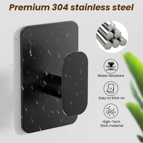 Darn Reliable Heavy Duty Wall Hooks Made From Rustproof Stainless Steel And No Sweat Adhesive Mount Holds Up To Twenty Six Pounds Like A Champ Great For Bathrooms Or Kitchen Black Four Pack