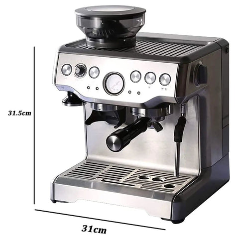 Semi Automatic Espresso Machine With 15 Bar Pressure, Built In Grinder, Milk Frother Steam Wand, Digital Temperature Control
