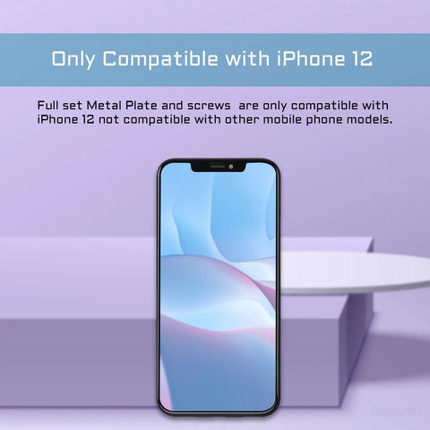 Image showing compatibility notice for Inner Complete Screws Set With Full Internal Metal Bracket Kit Replacement For iPhone 12.