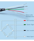 Wiring diagram for Heavy Duty Spoke Load Cell 500Kg To 20T Pressure And Force Sensor showing color-coded connections.